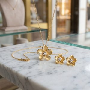 Dây Chuyền Mặt Hoa B-BLOOM trên mẫu